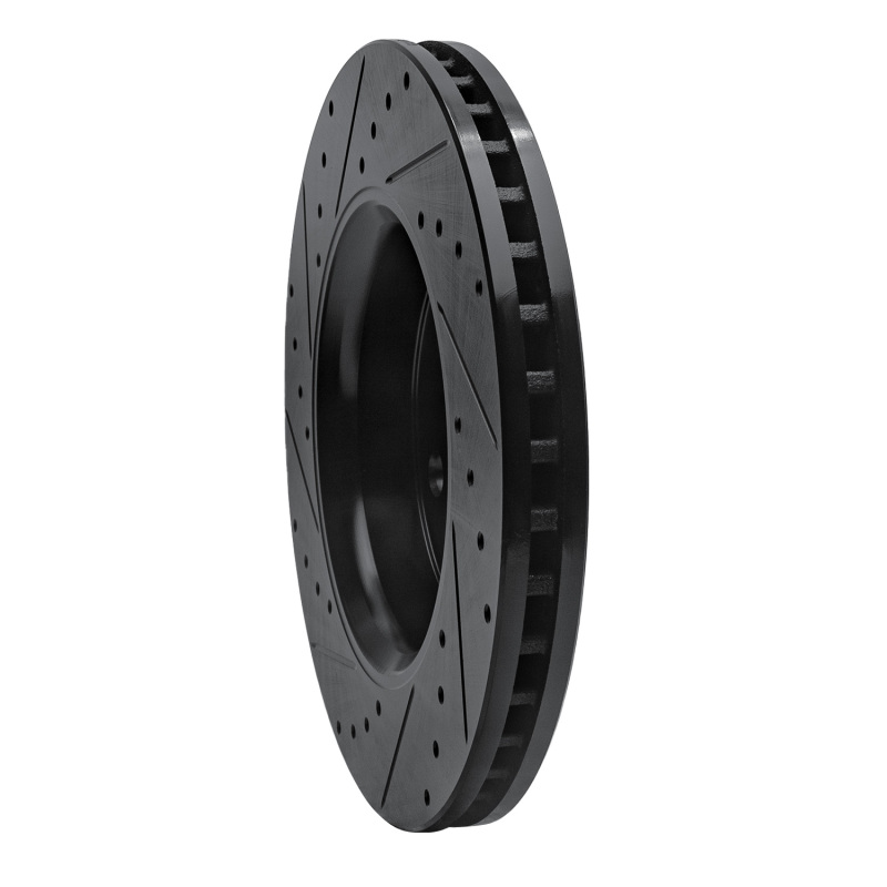 Dodge Durango Brake Rotor (1) - Front Right - R1 Concepts - Drilled & Slotted - Black - `11-`22